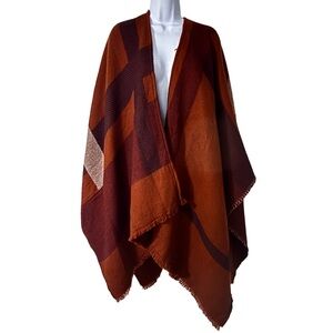 Soft Surroundings Brown and Orange Poncho one size